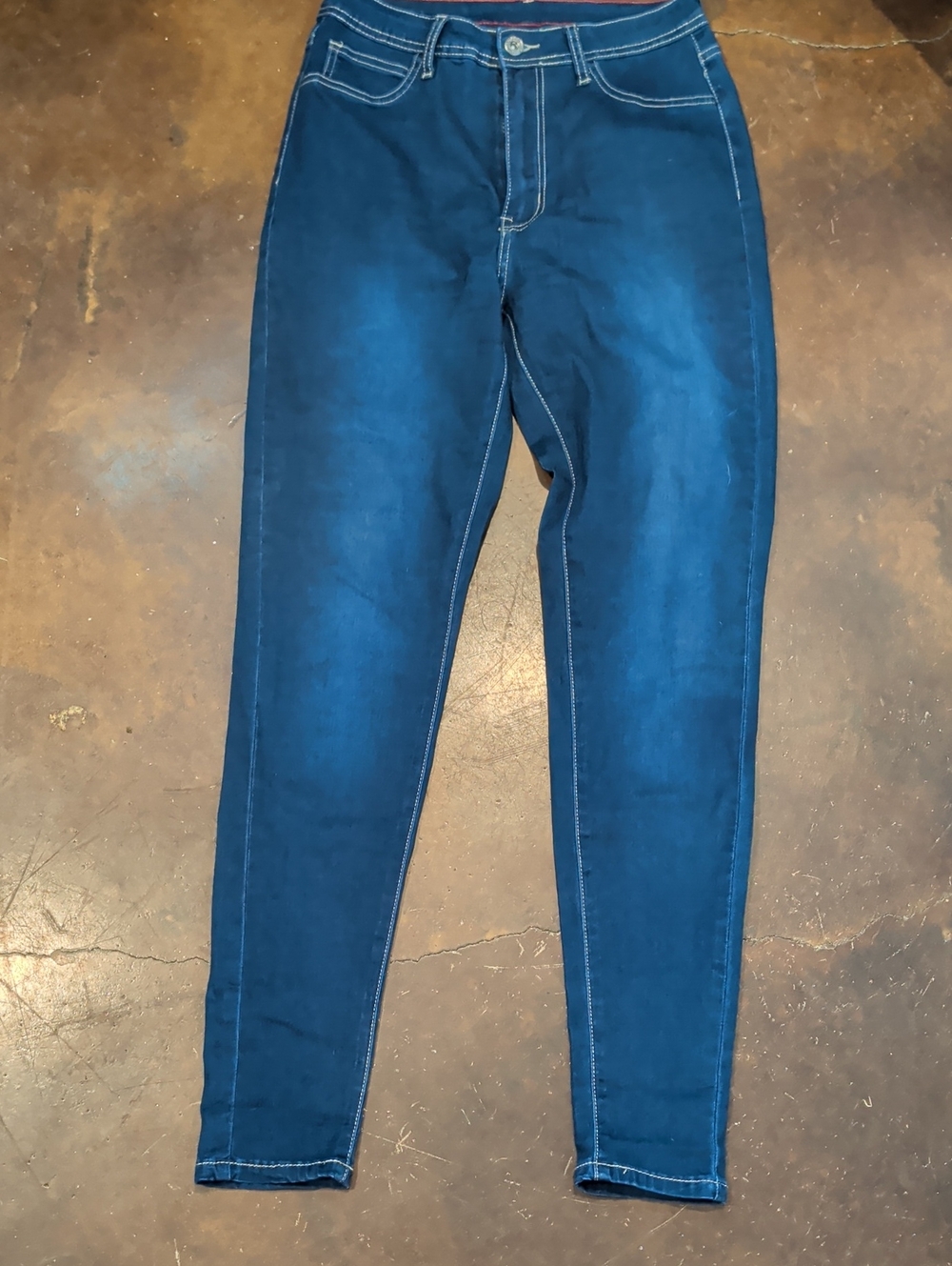 High-Rise Skinny Jeans in Deep Blue Wash